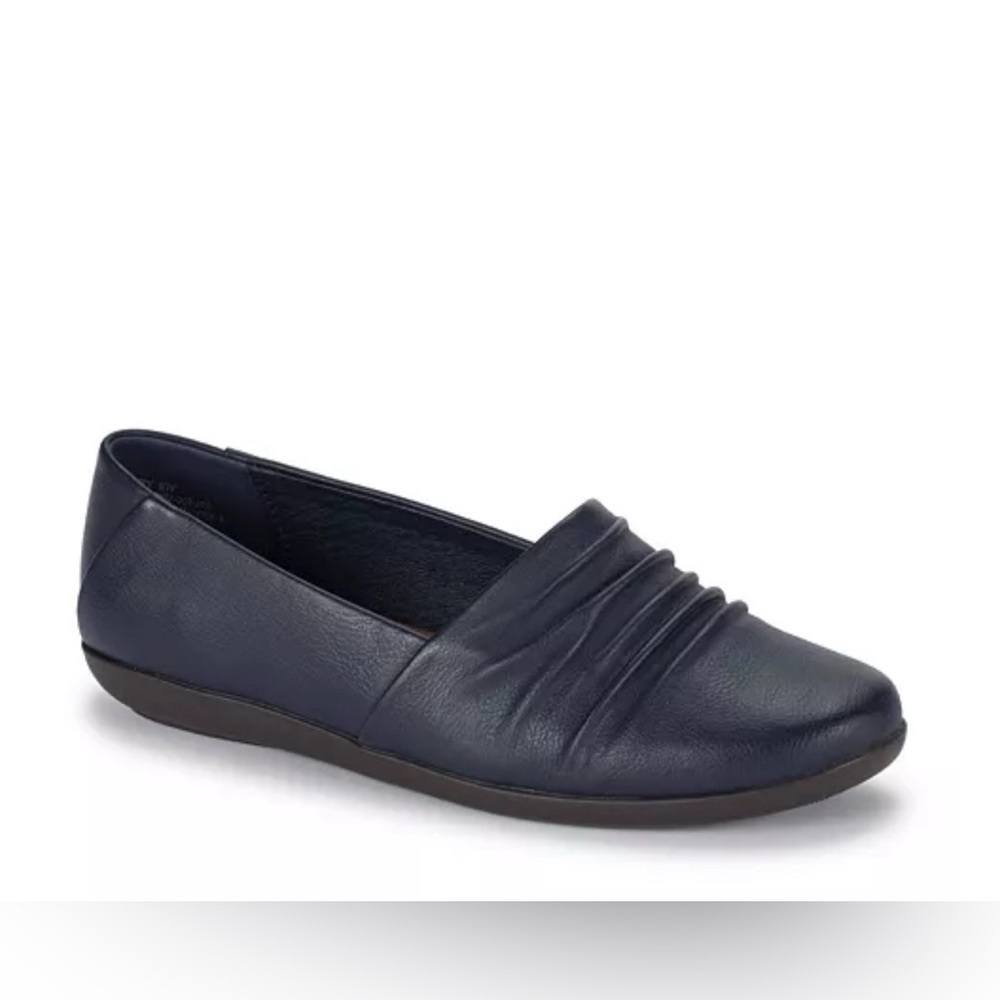 Baretraps Piper Women's 6.5 Navy Blue slip on Loafers Flats faux leather EUC